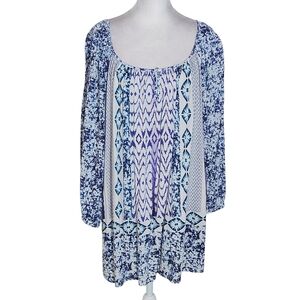 Grand & Greene Purple and Blue Boho Blouse Size 2X Plus Size Boho Top